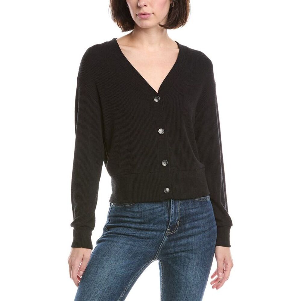 Michael Stars Womens Isla V-Neck Cardigan, Black